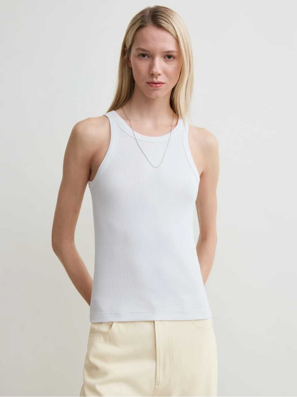 Toteme Fine Curved Rib Tank Size Small Organic Made in Portugal Luxury Classic